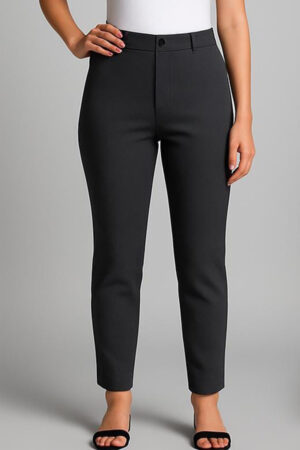 Textured Knitted Slimfit Pant-Charcoal Grey