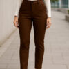 Textured Knitted Slimfit Pant-Dark Brown
