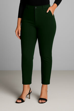 Textured Knitted Slimfit Pant-Olive Green