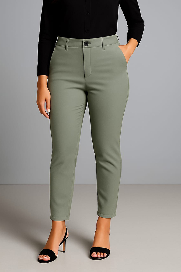 Textured Knitted Slimfit Pant-Mint